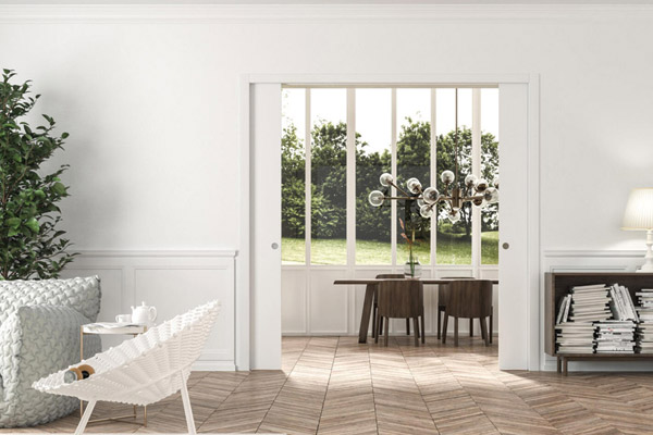 ECLISSE sliding pocket door system with jambs nor architraves